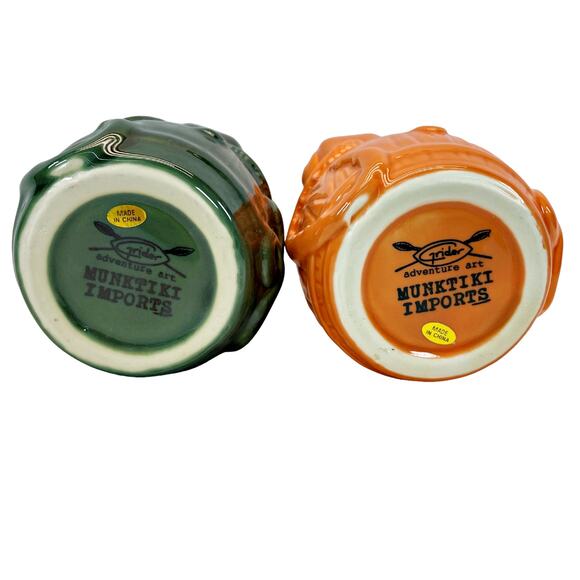Grinder Adventure Art Tiki Mugs Lot 2 Octo Barrel Rum Munktiki Orange Green - Picture 5 of 6